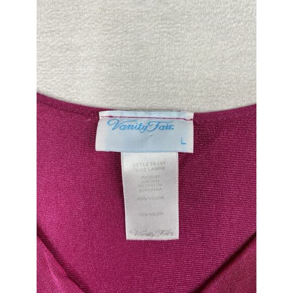 Vtg Vanity Fair Silky Nightgown Sz L Pink Nightie Sleeveless Satin V Neck - Picture 3 of 8